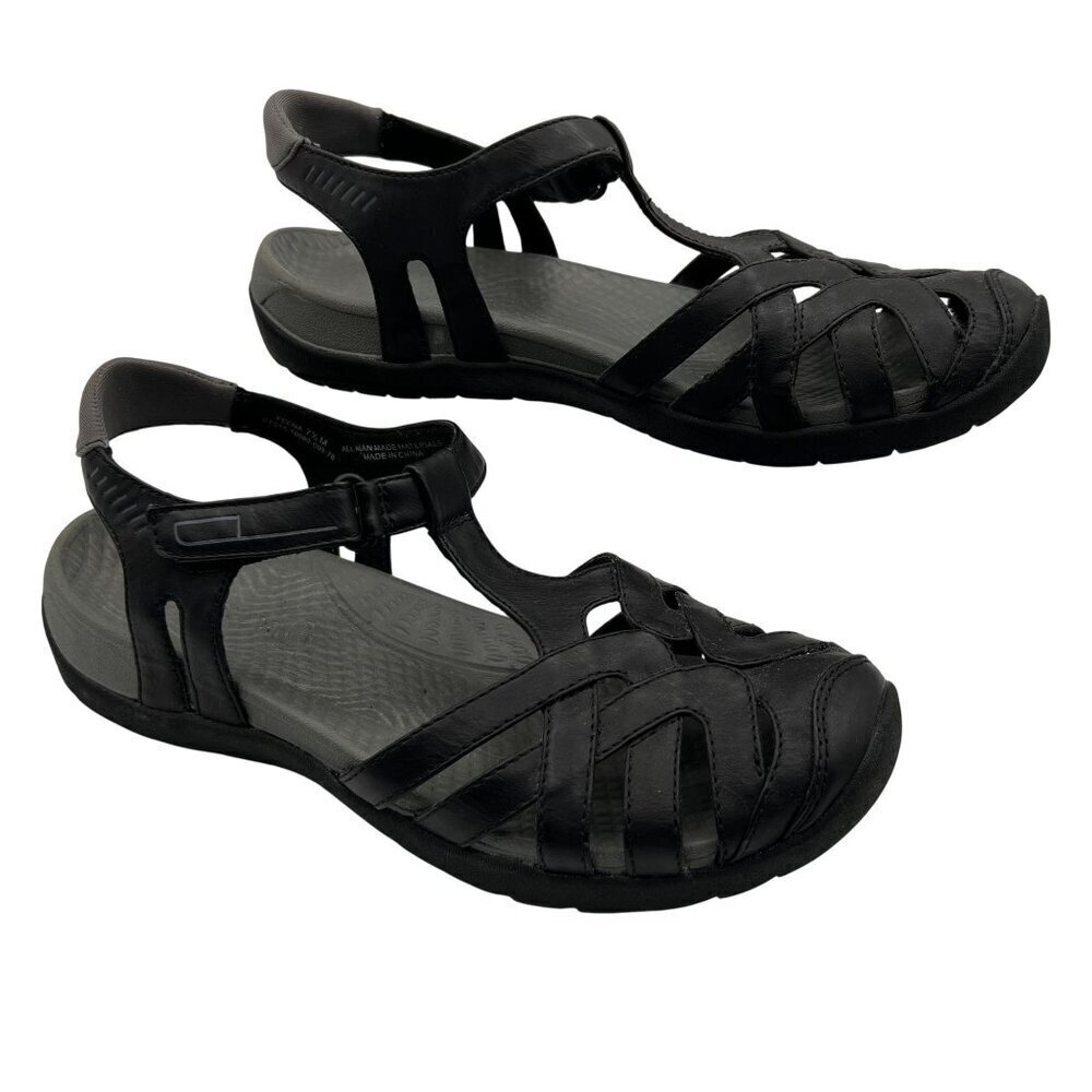Baretraps Feena NEW Womens 7.5M Black Sandals Strappy Slingback Adj Strap Hiking